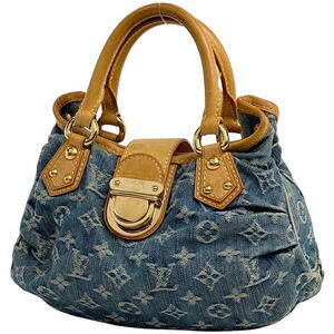 Louis Vuitton Pleaty Monogram Denim Handbag Blue